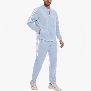 ❤️ Men’s Light Blue Tracksuit with White Stripes